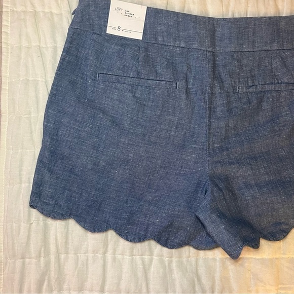 NWT Ann Taylor Loft Chambray Rivera Scalloped 4 Inch Inseam Shorts Size 8 - Picture 9 of 13